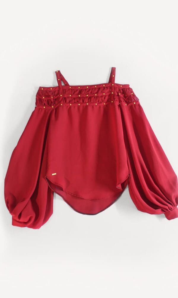 'Matilda' Studded Cold-Shoulder Blouse – Edgy Statement Top